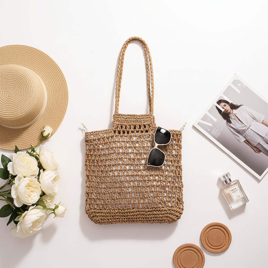 Hollow Out Straw Beach Shoulder Bag for Vacation