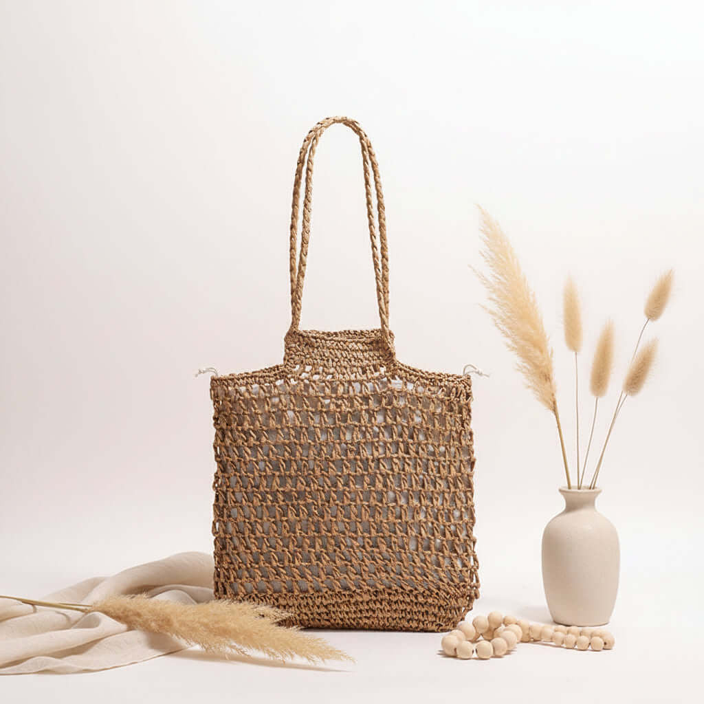 Hollow Out Straw Beach Shoulder Bag for Vacation