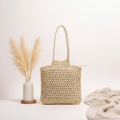 Hollow Out Straw Beach Shoulder Bag for Vacation